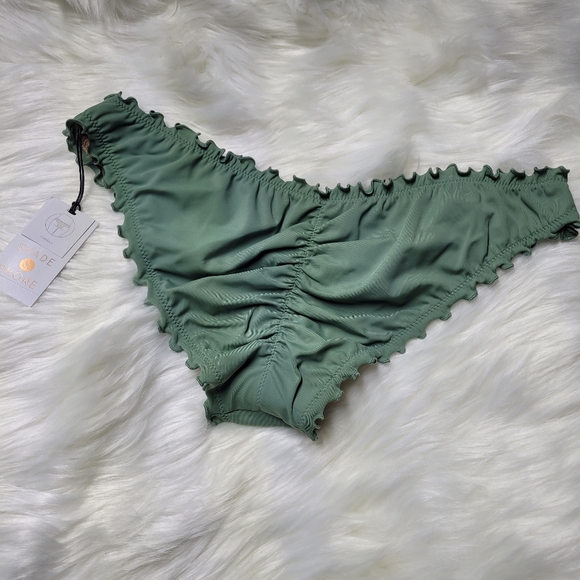 Green Ruffle Bikini Bottoms - Picture 2 of 3